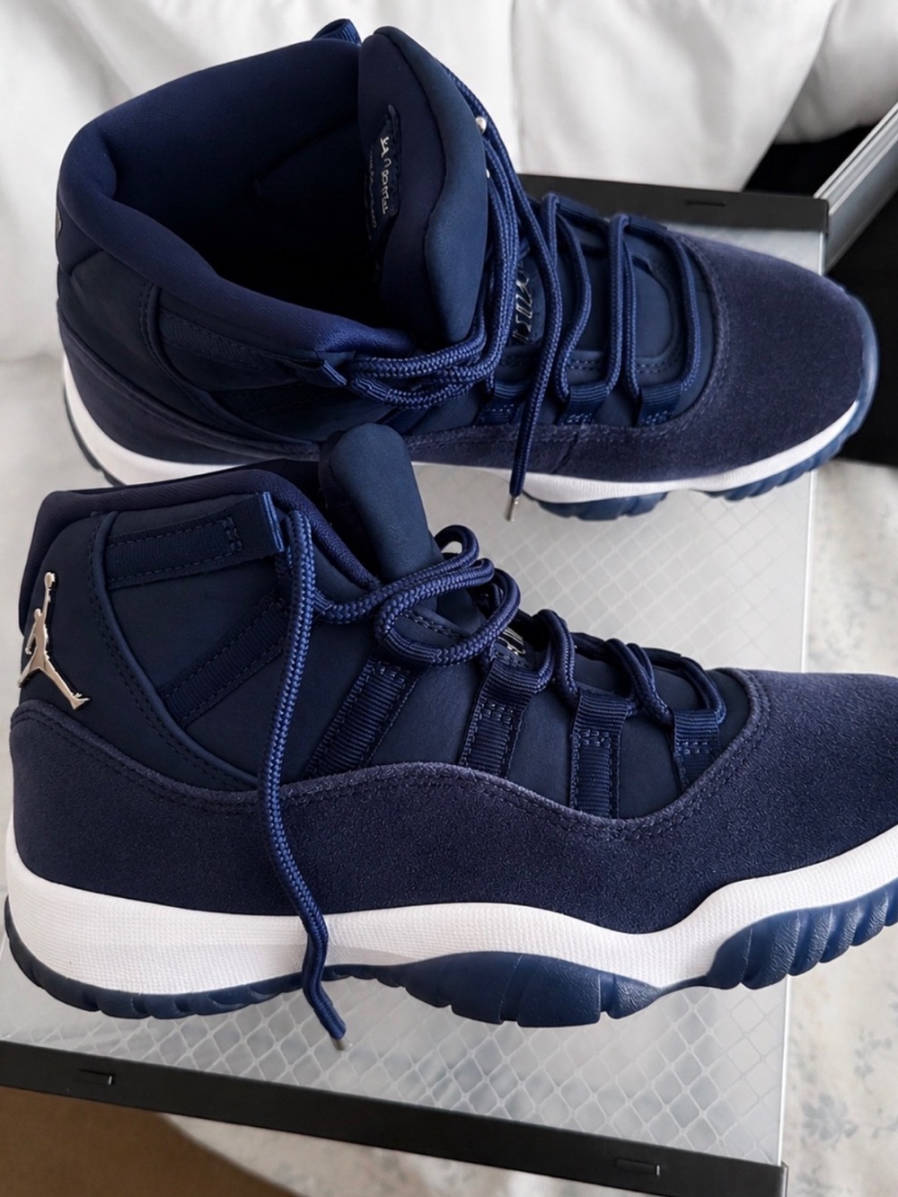 Jordan womans High-Top Sneakers in Navy and White